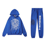 55555 Hip Hop Printed Letter Cobweb Hoodie Hoodie Couple Style Hoodie Trend-Outfit