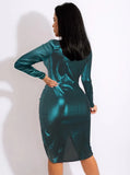 Metallic V-Neck Ruched Strings Midi Club