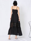 Sexy Cut Out Sling Dress For Women V Neck Sleeveless High Waist Solid Minimalist Midi Dresses Female Summer