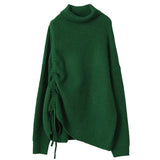 Drawstring Big Size Knitting Sweater Turtleneck Long Sleeve Women Pullovers New Fashion Tide Autumn Winter 2022