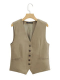 New Cotton Blended Short Vest Vest-Outfit