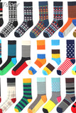 1 Pair Men Dress Socks Cotton Colorful Striped Plaid Printed Comfort Happy Socks Skate Funny Geometry Dot Wedding