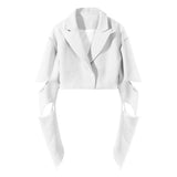 Casual Cut Out Blazer For Women Notched Collar Long Sleeve Solid Minimalist Short Blazers Female Spring Clothes
