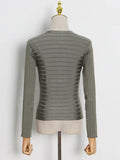 Hollow Out T-shirts For Female V Neck Long Sleeve High Waist Slimming Solid Color Women's Casual T-shirt