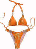 Toloer New Snake Perms Gold Bikini Crystal Diamond Metal Accessories Split Girls Holiday