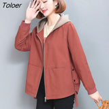 2023 Spring Autumn Green Loose Jacket Women Casual Pocket Long Sleeved Windbreaker Woman Zipper Up Hooded Coats