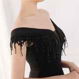 Fringe Tassels Off Shoulder Formal Mermaid Evening