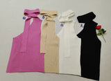 Ribbon Hanging Neck Knitting Sling Suit For Women 2025 Summer New Sweet Spicy Sleeveless