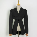 White Casual Blazer For Women Notched Long Sleeve Hollow Out Korean Straight Blazers Female 2021 Spring Fashion