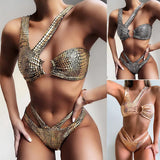 Toloer 2023 Bikini Sexy Bikini Hot Style Hot Gold Fabric Swimsuit Ladies Split Swimsuit New-Outfit