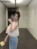 Women Clothing Summer Crop Tops O-neck Sleeveless Chiffon Tanks Fashion Ruffles Korean Camis Temperament Vest 2023 Ropa