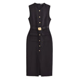 Homemade New Women's Classic带 Chopless Sleeveless Dress