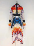 Casual Colorblock Dresses For Female O Neck Long Sleeve High Waist Colorblock Women's Dress Fashion New 2022