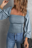 Square Neck Balloon Sleeve