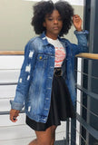 Blue Long Sleeve Button Up Denim Jeans