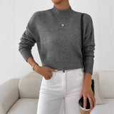 Temperament V-Neck Long-Sleeved Open-Shirted Women's Sweater Bump-Colored Bag Side With Pocket Casual