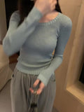 Slim Long-Sleeved Short-Style Sweater Autumn And Winter New Style Small People Look Thin Bottom Sweater Trend-Outfit
