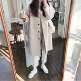 And Winter 2021 New Korean Loose College Style Black Woollen Coat Medium Long Small Tweed Coat For