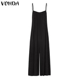 Rompers Women Jumpsuits 2021 Summer Sleeveless Playsuits Casual Ankle-Length Wide Leg Pants Vintage
