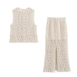 Knitted Dress Crocheted Blouse Crocheted Half Skirt Suit-Outfit