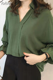 Spring New 4XL Casual Long Sleeve Shirt Solid Wild Fashion Shirts Korean Loose Thin Trumpet Sleeves Blouse Women