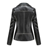 Winter Black Faux Leather Jackets Women Long Sleeve Plus Size Zipper Basic Coat Turn-down Collar Motor Biker