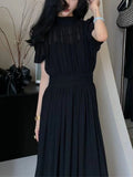 Fat Mm French-Style High-End Dress With Bubble Sleeves Shows A Slim Waist And A Fashionable Casual Dress.-Outfit