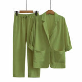 Linen Pants Set Two Piece Set Women Holiday Vintage Boho Maxi Shirt Spring Summer Loose Work Streetwear Y2k 2023 Outfits-Outfit