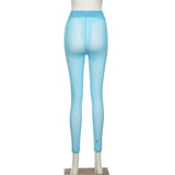 Sisterlinda Sexy Mesh See Through Skinny Summer Pants Women High Waist Fitness Striped Leggings Body-Shaping Pantalones De