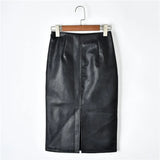 Summer Midi Skirt Women Plus Size Solid Split Skirts Korean PU Leather Skirts Women High Waist Straight Midi Skirts