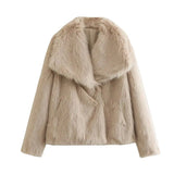 Faux Fur Plush Jackets Women Elegant Fleece Single-breasted Cardigan Coat Autumn Winter Female Warm Thickened