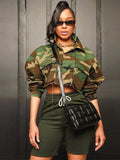 Fall Camouflage Green Jackets For Women 2022 Print Long Sleeve Loose Crop Tops Jackets Coats Casual Varsity Bomber