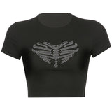 Toloer Summer Sternum Love Hot Drill Women's Jacket Street Trend Slim Crop T-Shirt
