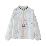 Summer Flower Embroidered Shirt 5770037 Embroidered Flute Skirt 5770038-Outfit