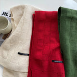 New Autumn Winter Plaid Weaving Scarf Korean Edition Solid Color Cold Proof Warm Neck Protection Knitted Wool Neck