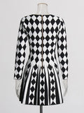 Elegant Style Dress Women Spring 2025 New Temperament Commuting Elegant Square Collar Print High-Waisted Short Skirt