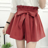 Women Korean Style Casual Chic Simple High Quality Womens All-match Loose Elastic Waist Solid Sashes Elegant