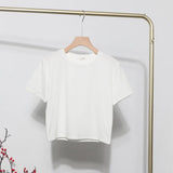 Solid Short-Sleeved T-Shirt Burst Small Short Sweet Spicy Slim Slim Thin Collar Top