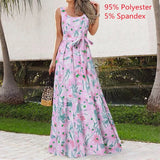 Bohemian Summer Dress Women Leopard Print Long Robe 2022 Holiday Sleeveless Tank Dresses Casual Belted Maxi Vestido