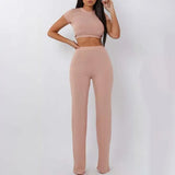 Summer Knitted Sweat Suits Women Matching Sets Long Sleeve Hoodie+wide-legged Pants Loungewear Sweater Set Two Piece