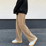Trousers Men's Version Of The Trend Autumn And Winter Loose Drop Feeling Mop Straight Trousers Ins Harbor Style Vintage Daddy Pants-Outfit