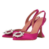 banquet thick-heeled solid color large size low-top high-heeled suede pointed red fashion