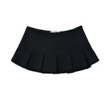Y2K Side Zipper Grey Pleated Mini Skirt Sexy Low Waist Short Skater Skirts-Outfit