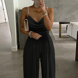 New Pearl Slings Wide Legs Sleeveless V-Neck-Clenable