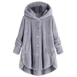 print jacket women's button solid color hooded