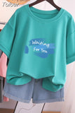 100% Cotton L-6XL T Shirt Letter Print Tshirt Short Sleeve Women's Top Summer Casual Couple O Neck Oversized T
