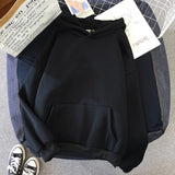 Solid Hoodies Autumn Harajuku Long Sleeve Hooded Female Sweatshirt Winter Pocket Oversized Basic Hoody Sudaderas Tops