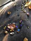 Women's Denim Coat Wash Black Beading Flowers Diamonds Patchwork Loose Long Sleeve Jackets 2024 Summer New Fashion 29L3587-Outfit