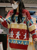 Autumer Winter Korean Christmas Pullover Women Sweater Loose Slim Knit Fashion Thick Crew Neck Soft Warm Long Sleeve