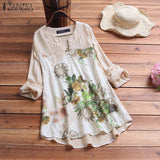 Vintage Printed Shirt Women's Tunic Autumn Blouse 2021 Floral Casual Blusas Female Long Sleeve